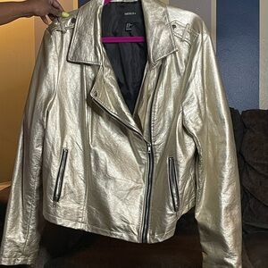 Gold Faux Leather Jacket